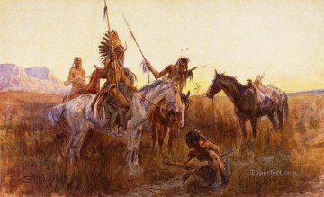  perdido Lienzo - Los indios del rastro perdido Charles Marion Russell Indiana